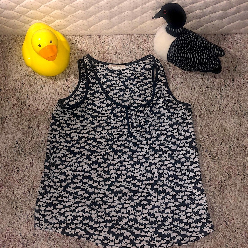 Cute Thin Elephant Tank Black and White